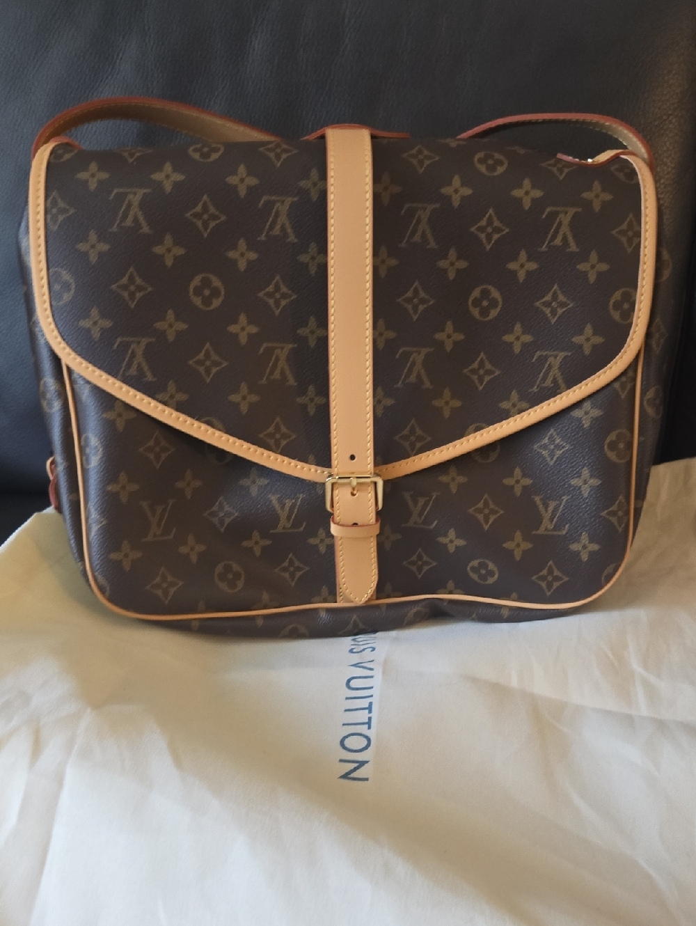 Unbranded Monogram Canvas Crossbody in Brown & Vachetta Trim